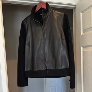 Banana Republic black leather sweater jacket